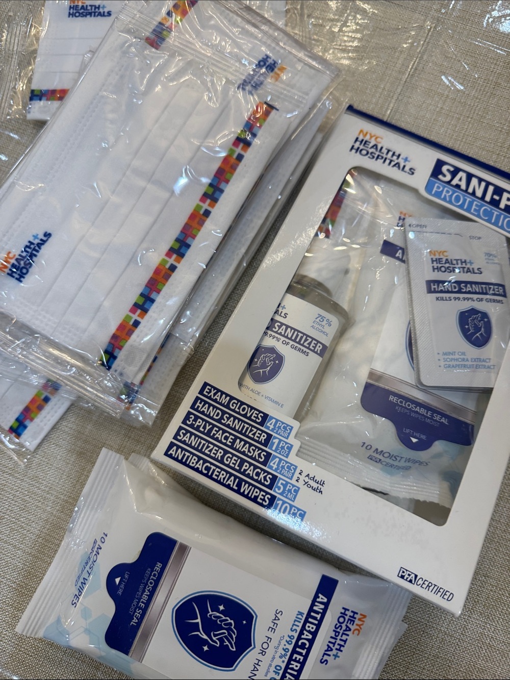 NYC Health + Hospitals Sani-Pro Protection Kit with White Face Masks